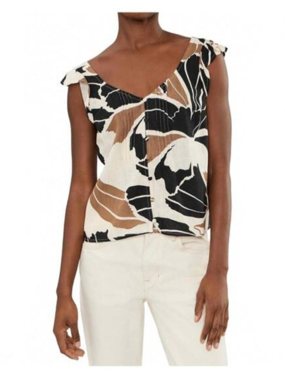 Stunning SANCTUARY sleeveless linen top in lotus print!
